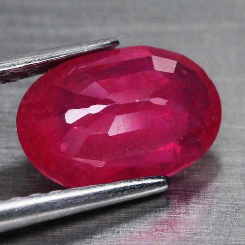 3.02 Ct. Ruby Natural Oval Facet Pinkish Red Mozambique