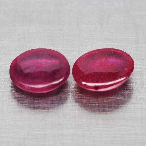 4.32 Ct. Ruby Natural Oval Cabochon Pinkish Red Color Mozambique Matched