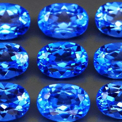 Sweet Blue Topaz Brazil 1Pcs Oval 7x5 mm.Attractive Color!