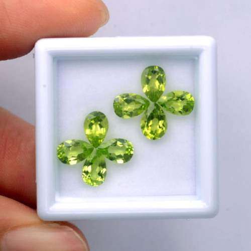 Natural Peridot 2 Pcs 1.60Cts Finest Green Sparkling Loose Pear Cut Gemstones