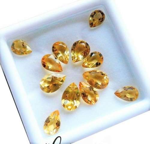 Natural Yellow Citrine Brazil 2 Pcs/1.73Cts Pear Ravishing Color!
