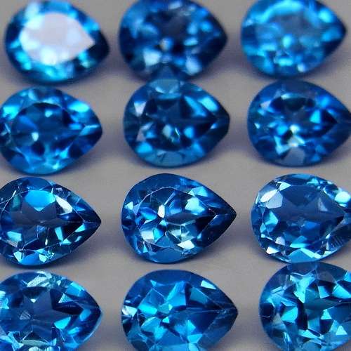 London Blue Topaz Pear Cut 3Pcs/1.18Ct. 5x4 mm.Ravishing Color!