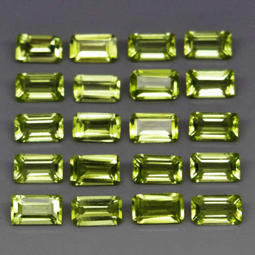 Emerald Cut 5x3 mm.Ravishing! Natural Apple Green Peridot Pakistan 2Pcs/0.582Ct.
