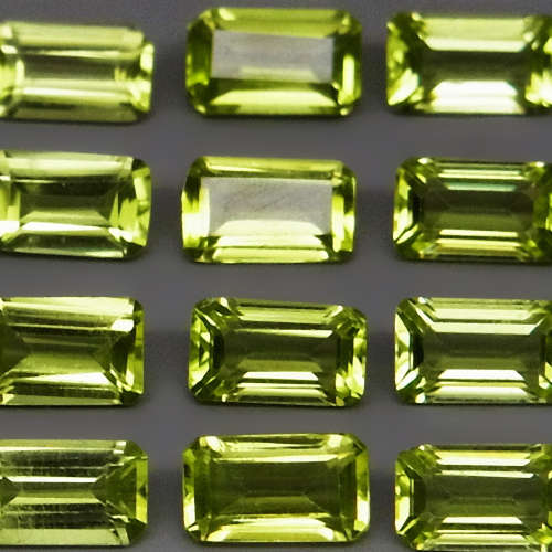 Emerald Cut 5x3 mm.Ravishing! Natural Apple Green Peridot Pakistan 2Pcs/0.582Ct.