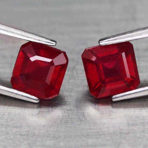 1.88 Ct. Ruby Pair Natural Scissor Cut Top Blood Red Matched Madagascar