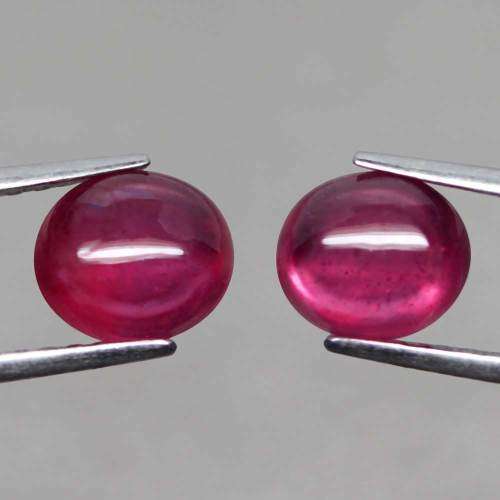 3.54Ct. Ruby Oval Cabochon Red **Matched Pair** Natural