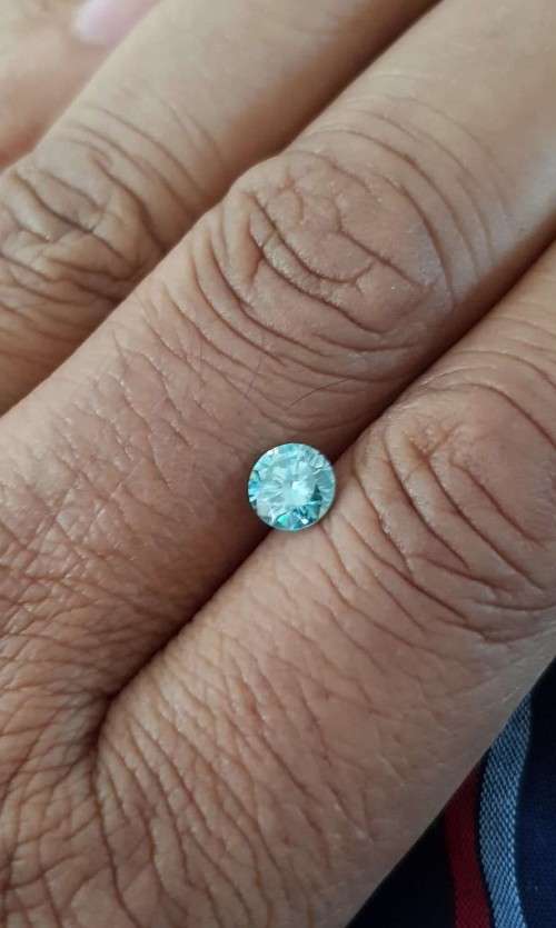 0.97ct MOISSANITE ROUND VVS1 BLUE COLOR LOOSE