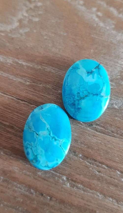 Blue Green Turquoise Loose 2pc Cabochon Oval Shape 36.27 Cts