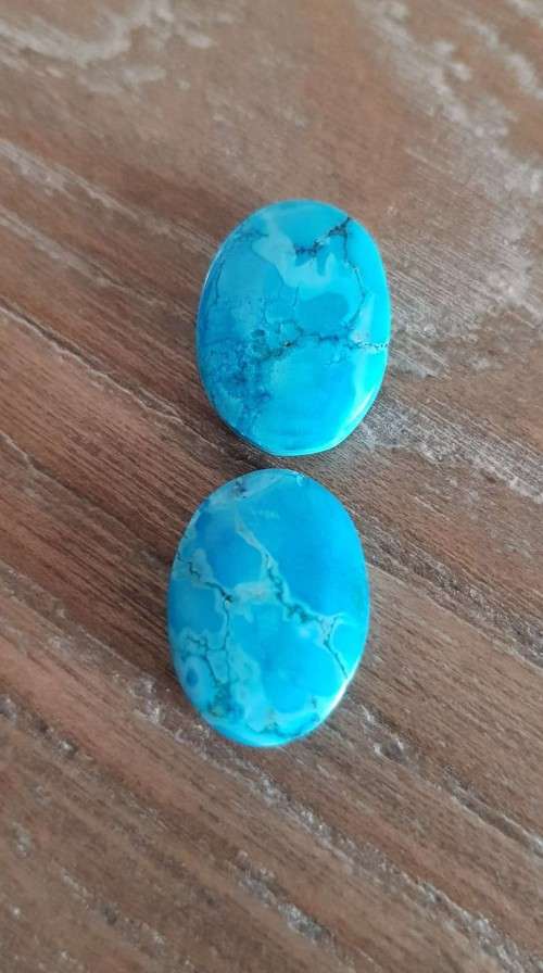 Blue Green Turquoise Loose 2pc Cabochon Oval Shape 36.27 Cts