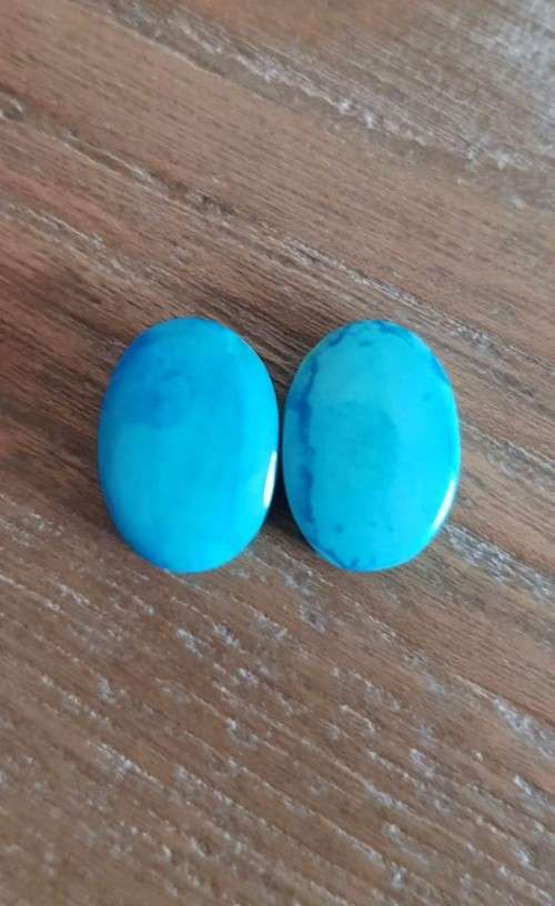 Blue Green Turquoise Loose 2pc Cabochon Oval Shape 40.74 Cts