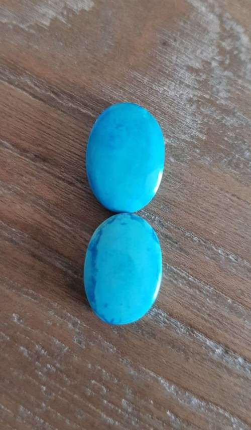 Blue Green Turquoise Loose 2pc Cabochon Oval Shape 40.74 Cts