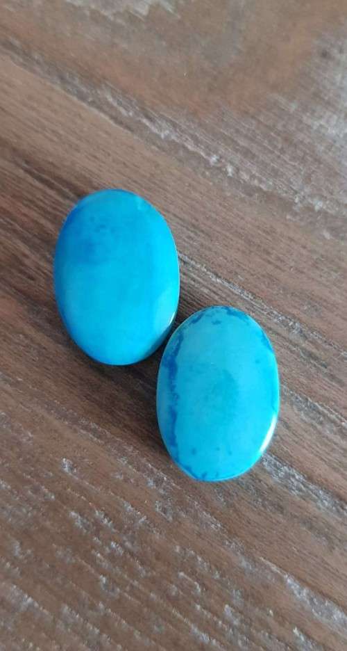Blue Green Turquoise Loose 2pc Cabochon Oval Shape 40.74 Cts