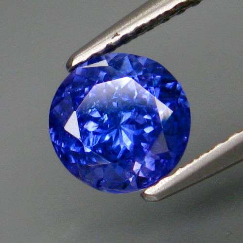 1.37Ct. Top Purplish Blue Tanzanite Round 6.9mm. Best Color&Full Fire! Natural