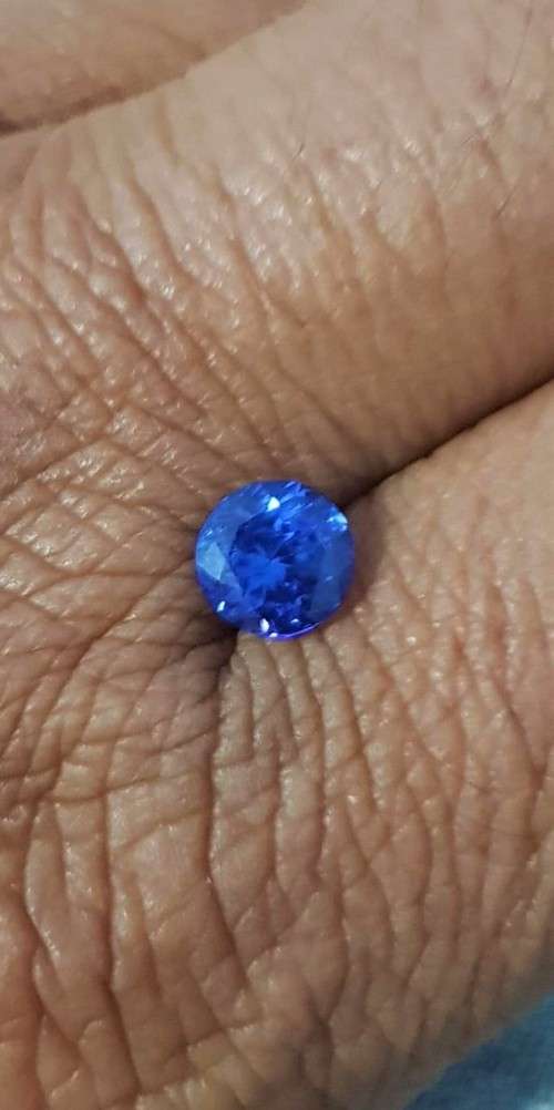 1.37Ct. Top Purplish Blue Tanzanite Round 6.9mm. Best Color&Full Fire! Natural