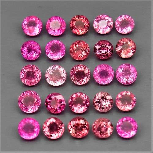 Natural Pink Tourmaline Mozambique 1P/0.25Ct. Round 3.8-4.2 mm.Beautiful Color!