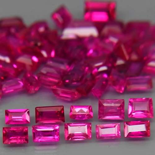 ** HOT **  Top Red Pink  Ruby Myanmar Baguette 2x1.5-4x2.5mm