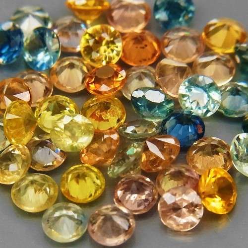 Sapphire Round Diamond Cut 2.7 mm.Beautiful & Full Fire Fancy Color 2Pcs/0.21Ct