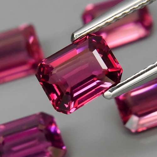 Cherry Pink Rhodolite Garnet 1Pcs/1.05Ct. Emerald Cut 7x5 mm.Ravishing Color!