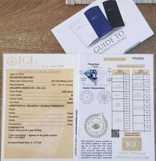 Certified Diamond 0.52cts D/SI1 Round Brilliant