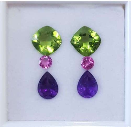 6.47Cts Natural Gemstone Earrings 3 Piece Combination Set