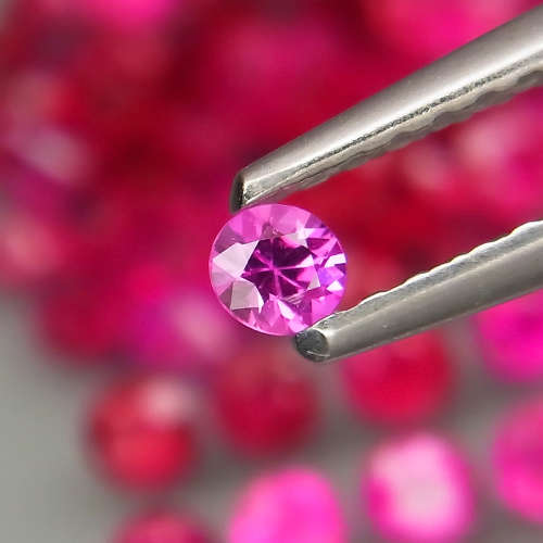 ** HOT **  Top Red Pink  Ruby  Round Diamond Cut 2mm Gem  Normal Heated