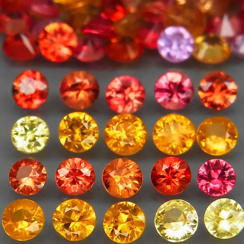 Sapphire Round Diamond Cut 2.6 mm.Fancy Color Beautiful & Full Fire  2Pcs/0.17Ct