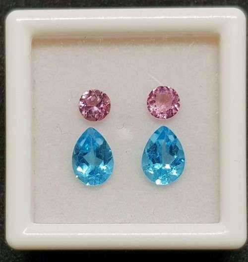 2.20Cts Natural Gemstone Earrings 2 Pieces Combination Set