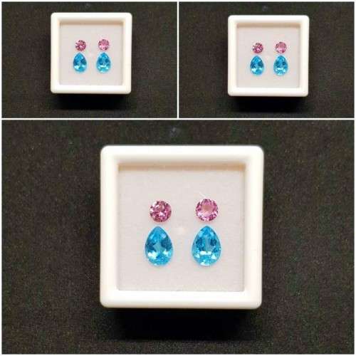 2.20Cts Natural Gemstone Earrings 2 Pieces Combination Set