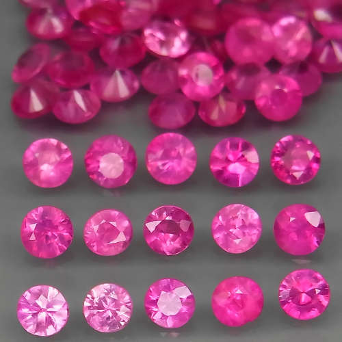** HOT ** Top Red Pink  Ruby 2.5mm Round Diamond Cut  Gem