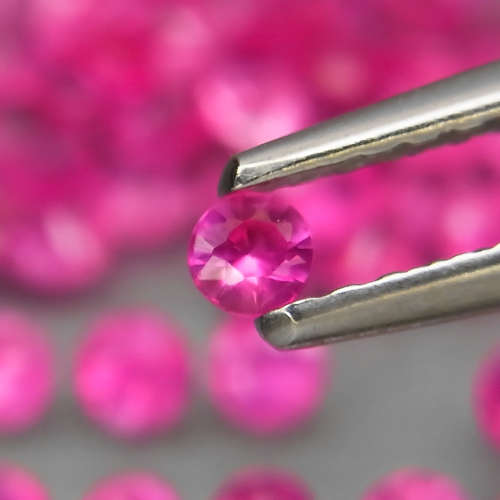 ** HOT ** Top Red Pink  Ruby 2.5mm Round Diamond Cut  Gem