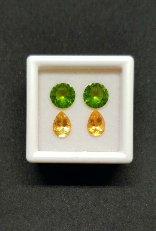 3.29Cts Natural Gemstone Earrings 2 Pieces Combination Set **Peridot & Citrine**
