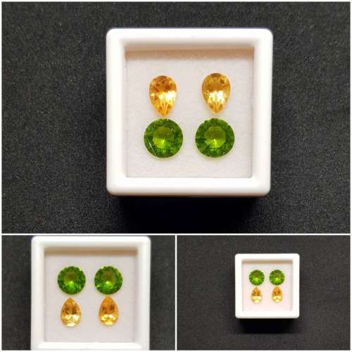3.29Cts Natural Gemstone Earrings 2 Pieces Combination Set **Peridot & Citrine**