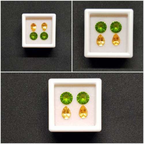 3.29Cts Natural Gemstone Earrings 2 Pieces Combination Set **Peridot & Citrine**