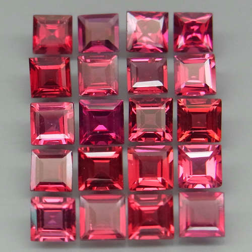 Rhodolite Garnet Square 4 mm. 1Pcs/0.42Ct. Ravishing Color! Hot Pink Purple