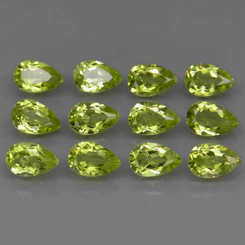 GREEN PERIDOT 6X4 MM PEAR CUT FACETED LOOSE  GEMSTONE