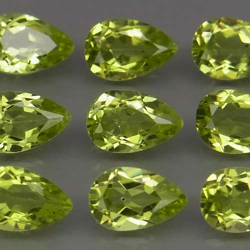 GREEN PERIDOT 6X4 MM PEAR CUT FACETED LOOSE  GEMSTONE