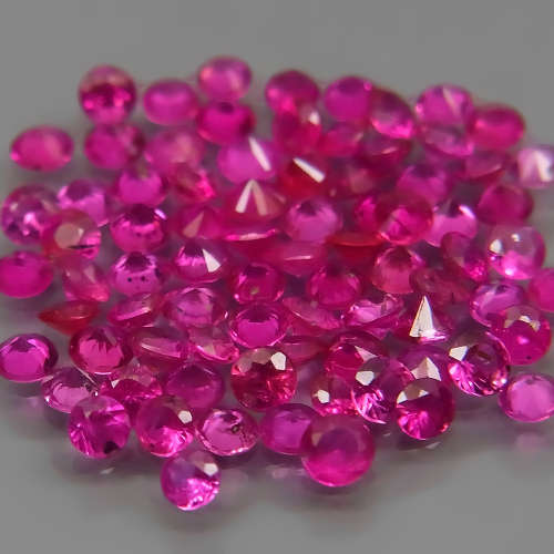 ** HOT **  Top Red Pink  Ruby  Round Diamond Cut 2mm Gem  Normal Heated
