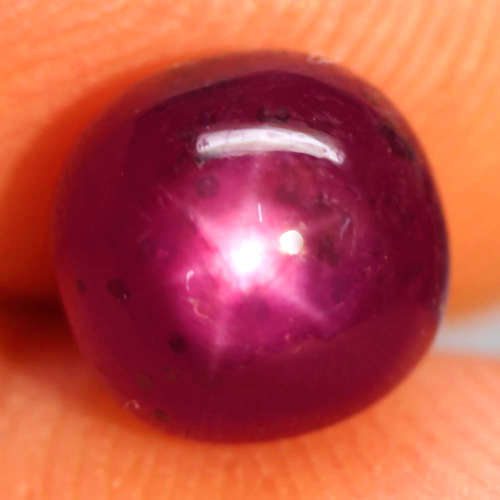 4.98Ct. Unheated Ruby Natural 6Rays Star Cushion Cabochon Pinkish Red Mozambique