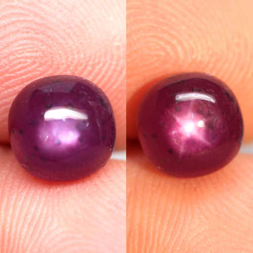 4.98Ct. Unheated Ruby Natural 6Rays Star Cushion Cabochon Pinkish Red Mozambique
