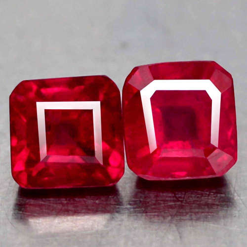 2.09Ct. Ruby Natural 2 Pcs.Scissor Cut Pinkish Red Good Sparkling!