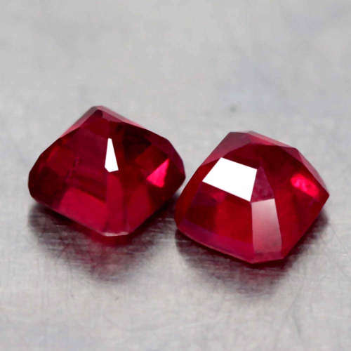 2.09Ct. Ruby Natural 2 Pcs.Scissor Cut Pinkish Red Good Sparkling!
