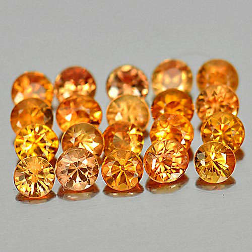 Sapphire Orange Songea 0.054 Ct. Round Diamond Cut 2.2 Mm. Natural