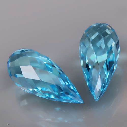 Briolette Swiss Blue Topaz 5.33Ct. PAIR! Ravishing Color  Brazil