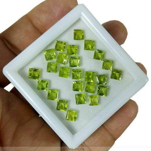 Peridot 0.73Cts Green Loose 5mm Square Cut Gemstones
