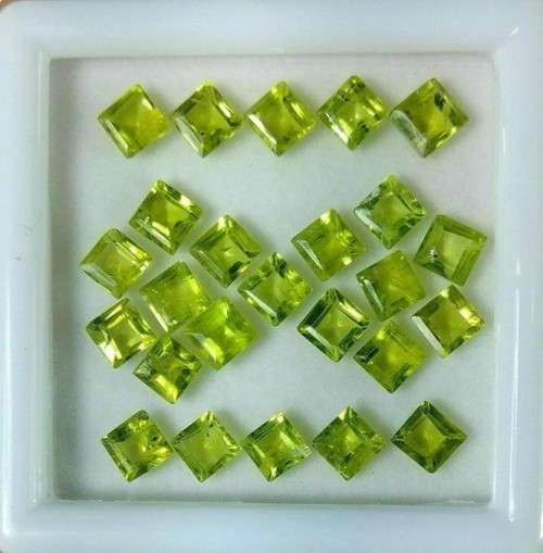 Peridot 0.73Cts Green Loose 5mm Square Cut Gemstones
