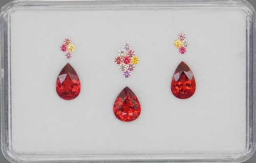 Pear & Round Diamond Cut 1.6x1.6-7.5x6mm.Rhodolite Garnet & Sapphire 20Pcs/4.37Ct