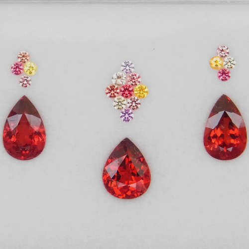 Pear & Round Diamond Cut 1.6x1.6-7.5x6mm.Rhodolite Garnet & Sapphire 20Pcs/4.37Ct