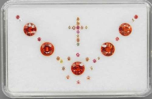 Round Diamond Cut & Round 1.5 to 5.1 mm.Spessartite Garnet & Sapphire 34Pcs/4.07Ct