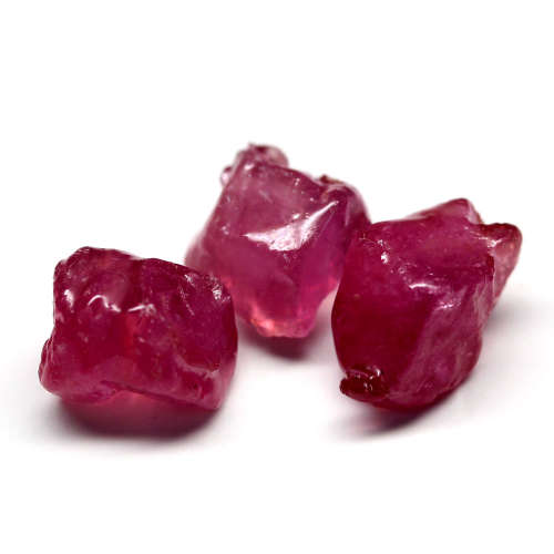 23.33 Ct. 3 Pcs Rough Ruby Natural Pinkish Red Sparking Lot Mozambique