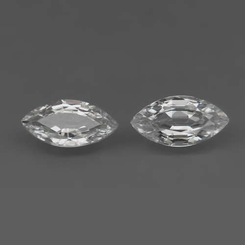 Pure White Sapphire 1.32Ct Ceylon, Marquise 8x4 mm.PAIR Sri Lanka